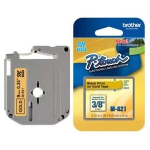 Brother M-821 9mm Black on Gold tape