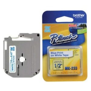 Brother M-K233 12mm Blue on White Label Printer tape