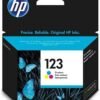 HP 123 Tri-color Ink Cartridge Original, F6V16AE