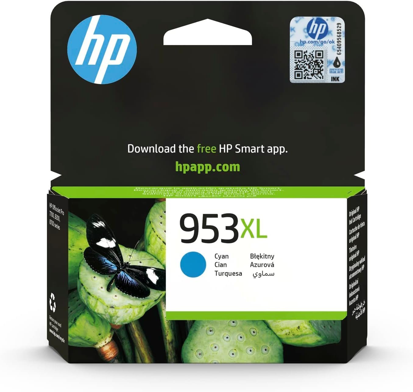 HP 953XL High Yield Original Ink Cartridge, Cyan, Single Pack F6U16AE