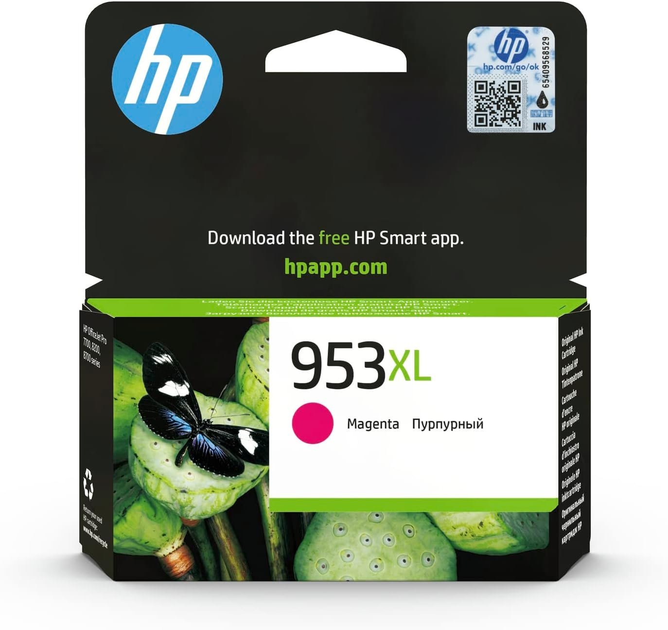 HP 953XL High Yield Original Ink Cartridge, Magenta, Single Pack F6U17AE